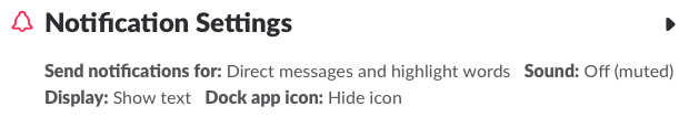 Slack notification settings